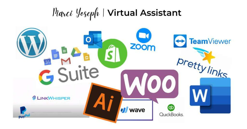 graphic of software and program skills virtual assistant